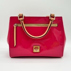 Dooney & Bourke Hot Pink Patent Small Zip Satchel Ultra Glossy Leather Bag